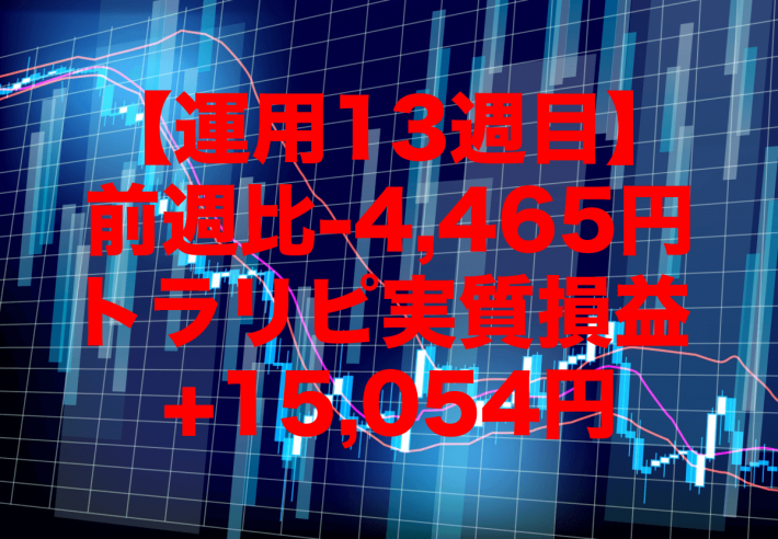 【運用13週目】トラリピの実質利益は前週比-4,465円で通算+15,054円