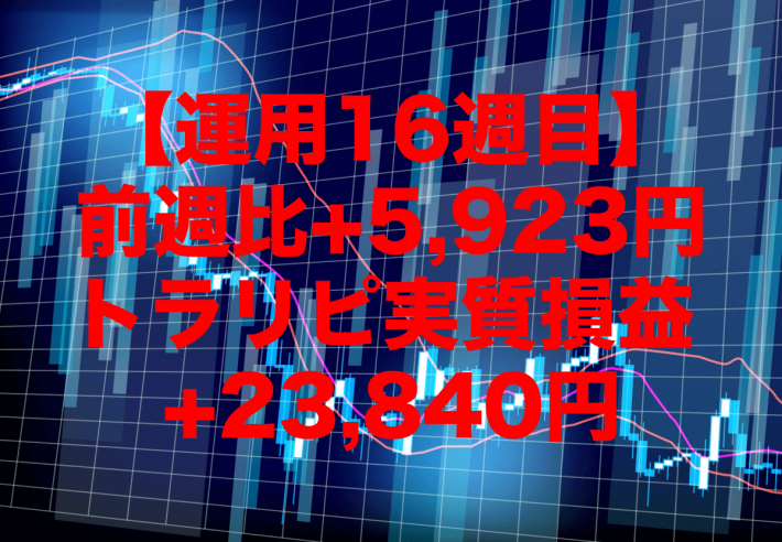 【運用16週目】トラリピの実質利益は前週比+5,923円で通算+23,840円