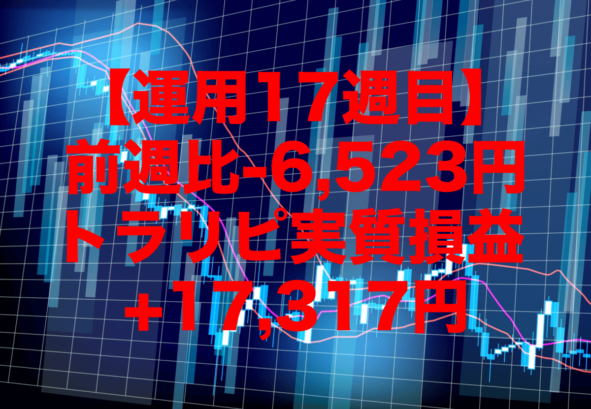 【運用17週目】トラリピの実質利益は前週比-6,523円で通算+17,317円