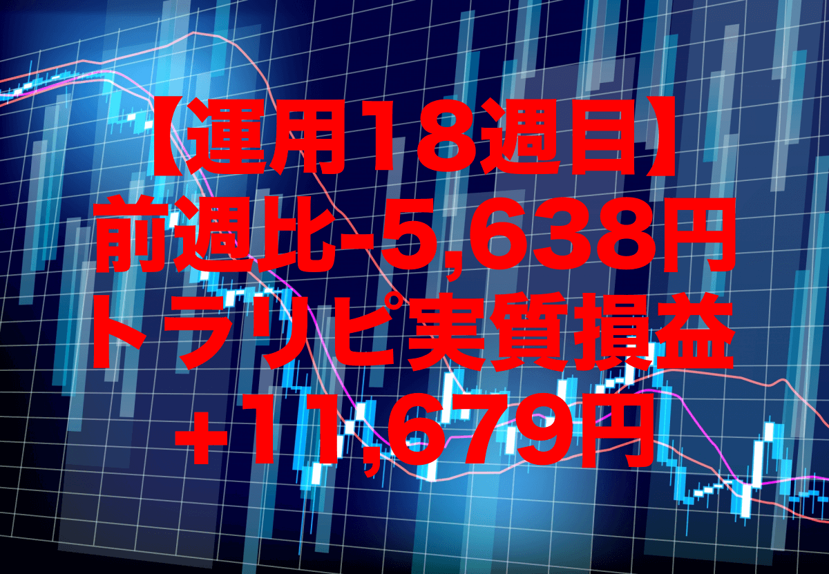 【運用18週目】トラリピの実質利益は前週比-5,638円で通算+11,679円