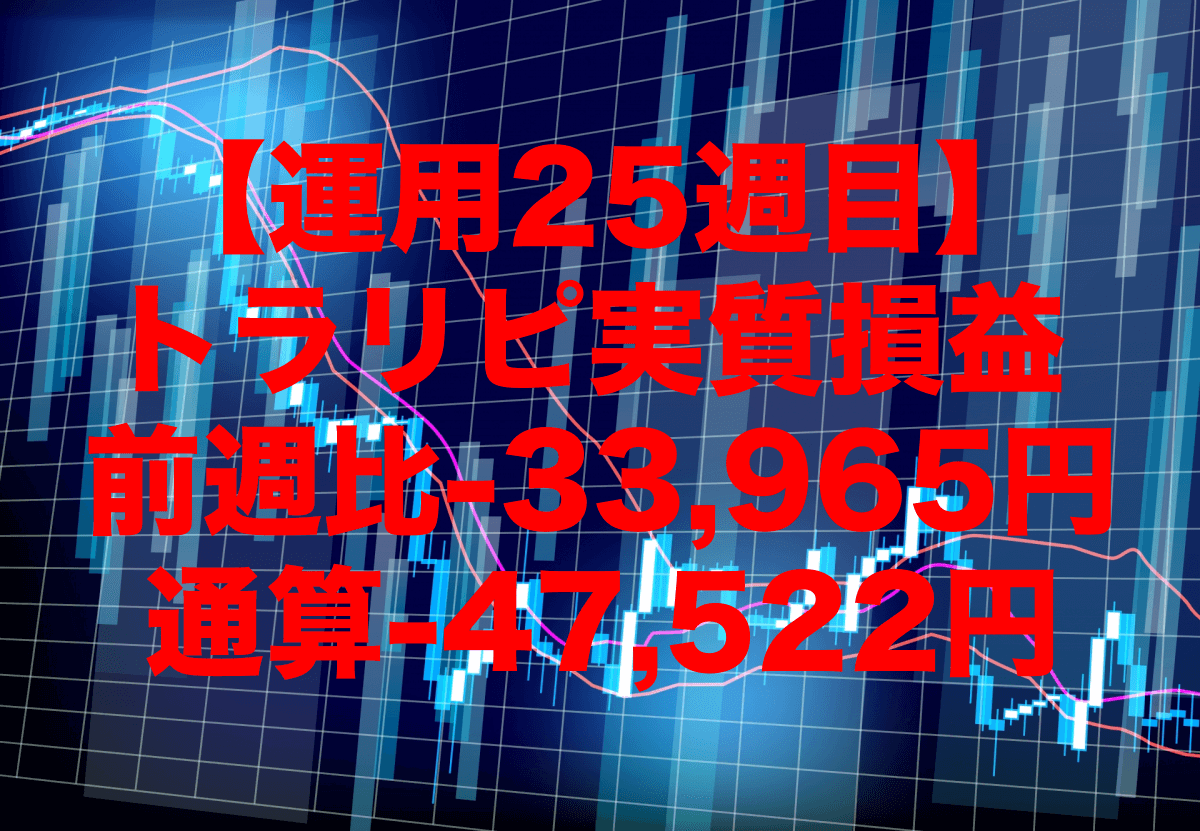 【運用25週目】トラリピの実質利益は前週比-33,965円で通算-47,522円