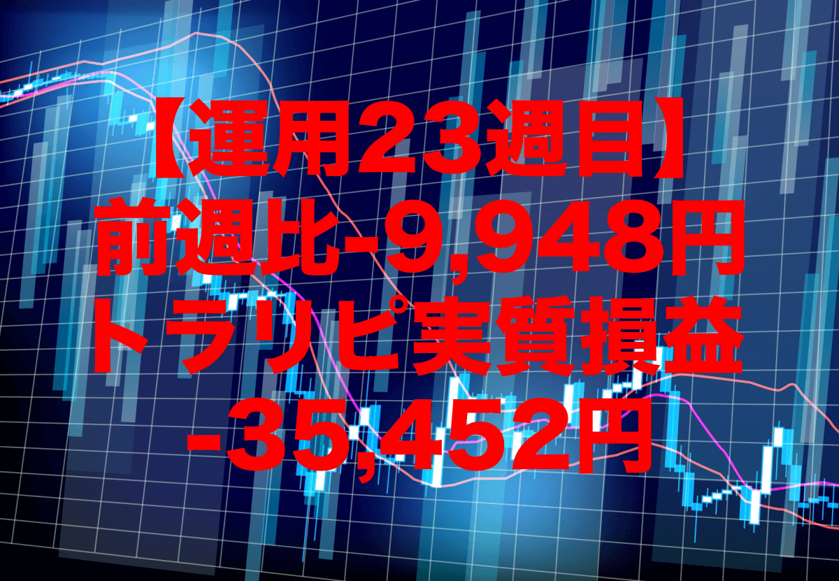 【運用23週目】トラリピの実質利益は前週比-9,948円で通算-35,452円