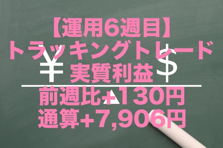 【運用6週目】トラッキングトレードの実質利益は前週比+130円、通算+7,906円