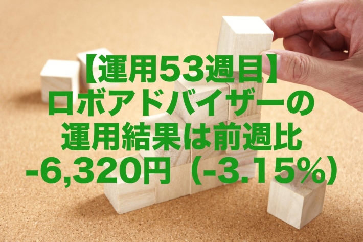 【運用53週目】ロボアドバイザーの運用結果は前週比-6,320円（-3.15%）