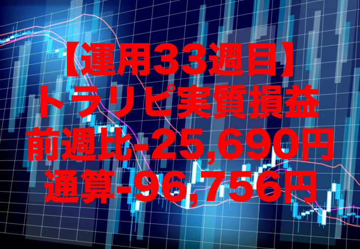 【運用33週目】トラリピの実質利益は前週比-25,690円、通算-96,756円