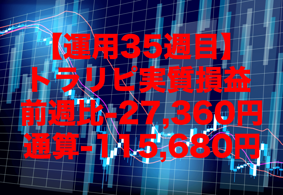 【運用35週目】トラリピの実質利益は前週比-27,360円、通算-115,680円