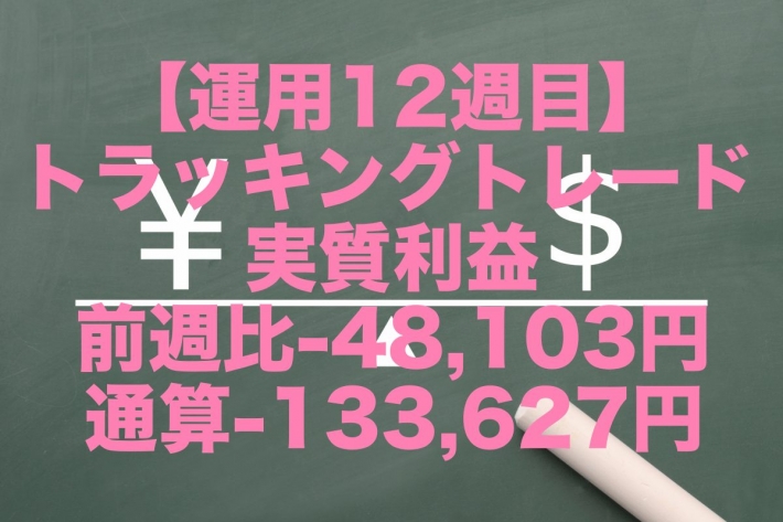 【運用12週目】トラッキングトレードの実質利益は前週比-48,103円、通算-133,627円