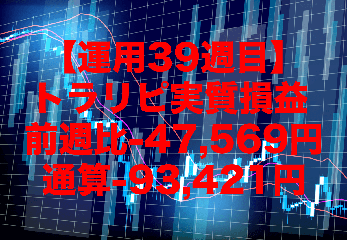 【運用39週目】トラリピの実質利益は前週比-47,569円、通算-93,421円