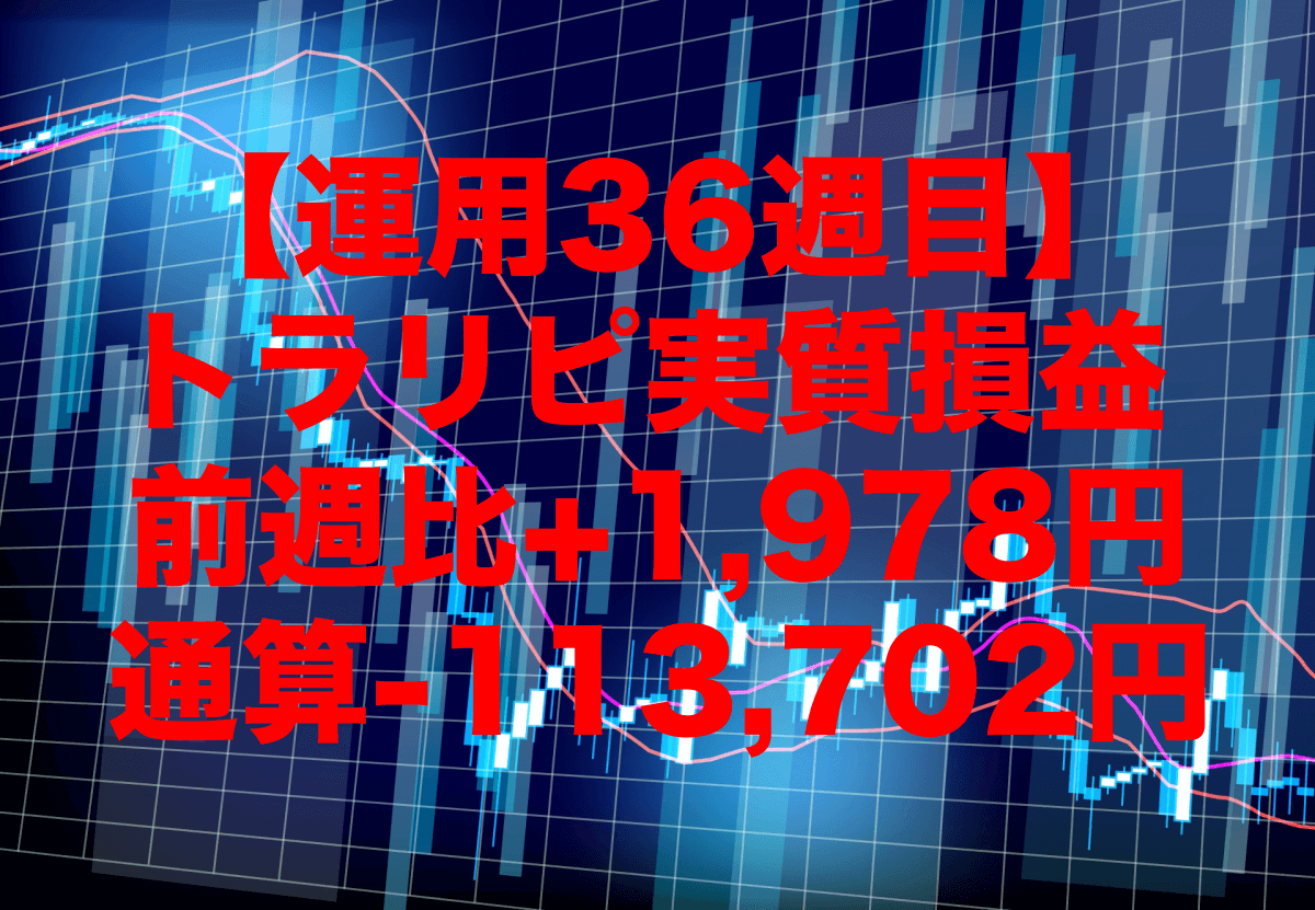 【運用36週目】トラリピの実質利益は前週比+1,978円、通算-113,702円