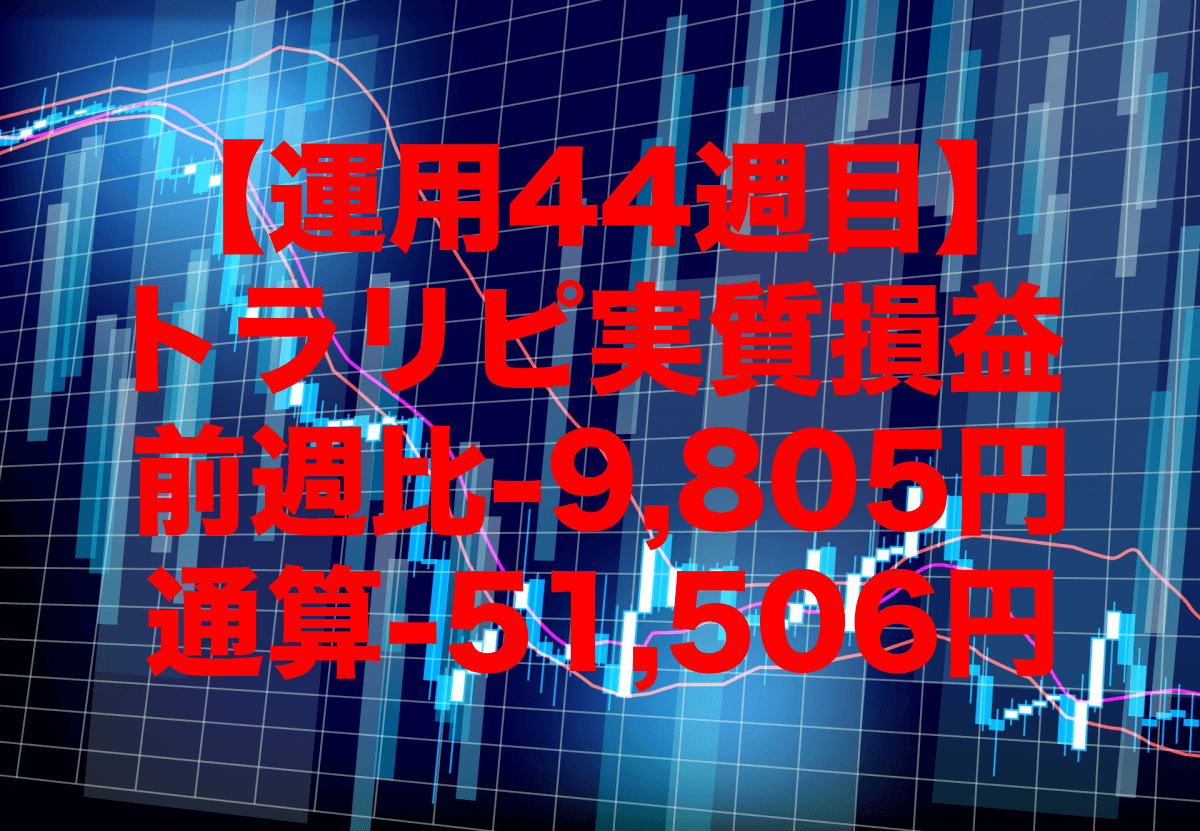 【運用44週目】トラリピの実質利益は前週比-9,805円、通算-51,506円