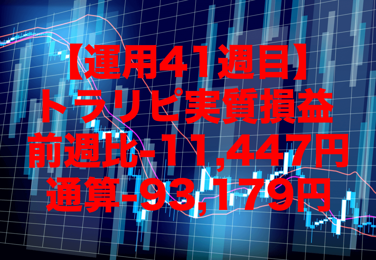 【運用41週目】トラリピの実質利益は前週比-11,447円、通算-93,179円