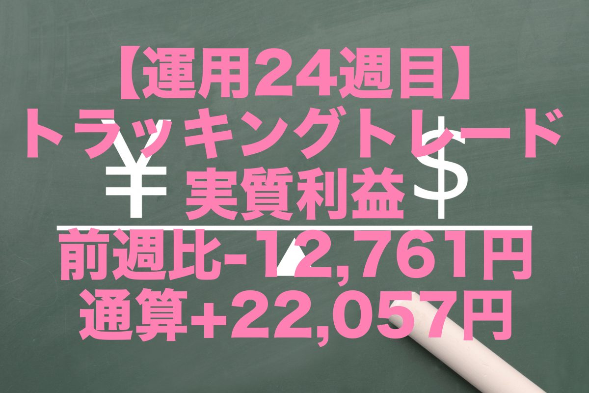 【運用24週目】トラッキングトレードの実質利益は前週比-12,761円、通算+22,057円