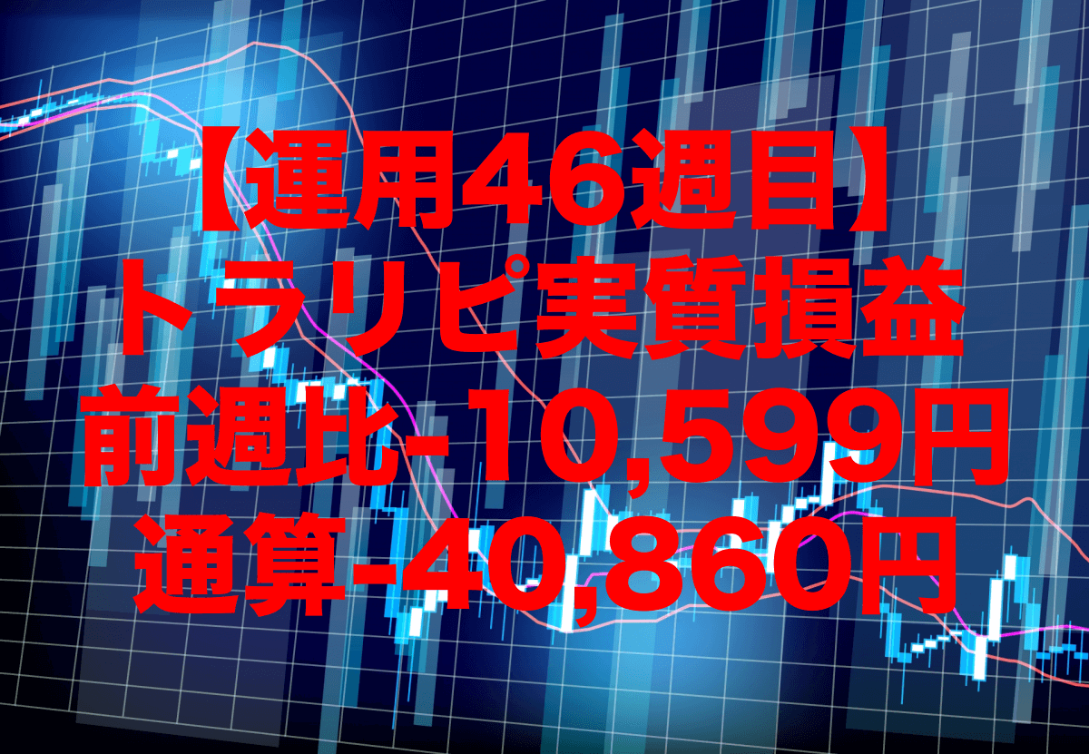 【運用46週目】トラリピの実質利益は前週比-10,599円、通算-40,860円