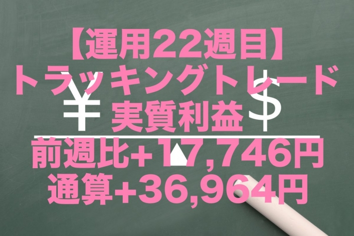 【運用22週目】トラッキングトレードの実質利益は前週比+17,746円、通算+36,964円