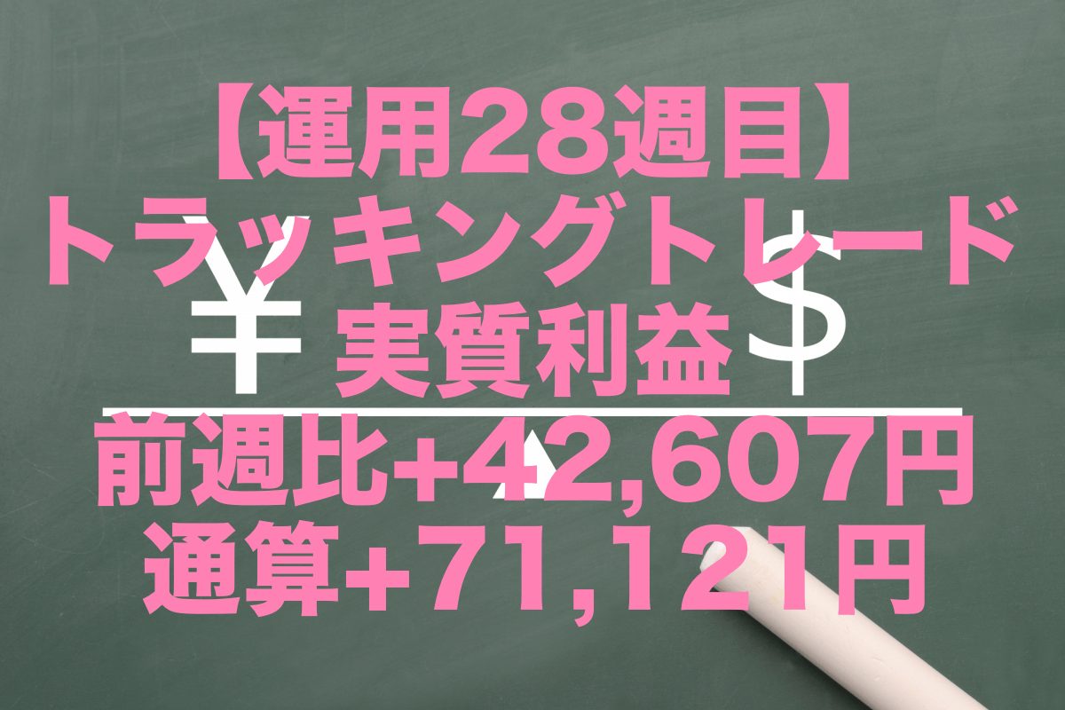 【運用28週目】トラッキングトレードの実質利益は前週比+42,607円、通算+71,121円