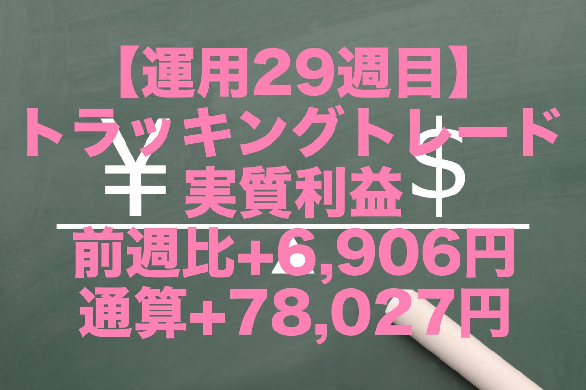 【運用29週目】トラッキングトレードの実質利益は前週比+6,906円、通算+78,027円