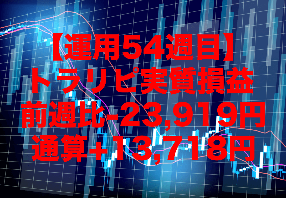 【運用54週目】トラリピの実質利益は前週比-23,919円、通算+13,718円