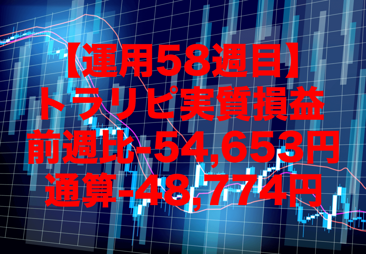 【運用58週目】トラリピの実質利益は前週比-54,653円、通算-48,774円