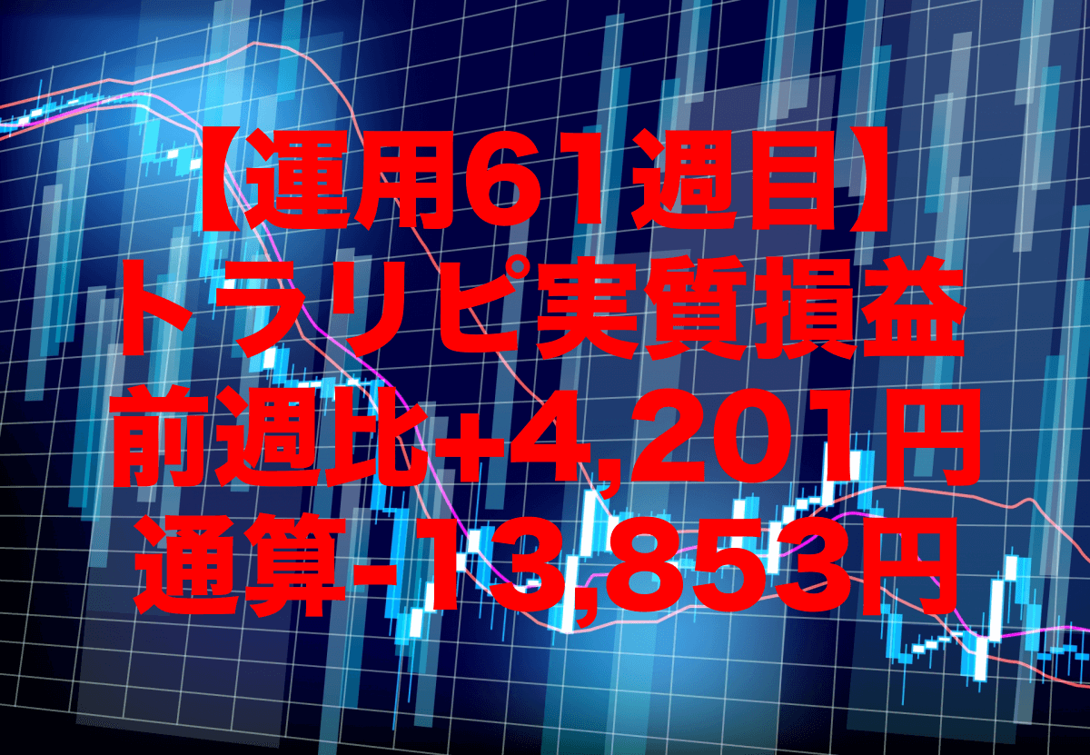 【運用61週目】トラリピの実質利益は前週比+4,201円、通算-13,853円