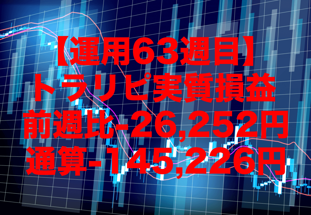 【運用63週目】トラリピの実質利益は前週比-26,252円、通算-145,226円