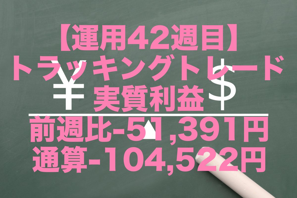 【運用42週目】トラッキングトレードの実質利益は前週比-51,391円、通算-104,522円