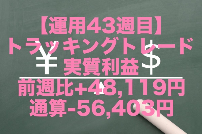 【運用43週目】トラッキングトレードの実質利益は前週比+48,119円、通算-56,403円