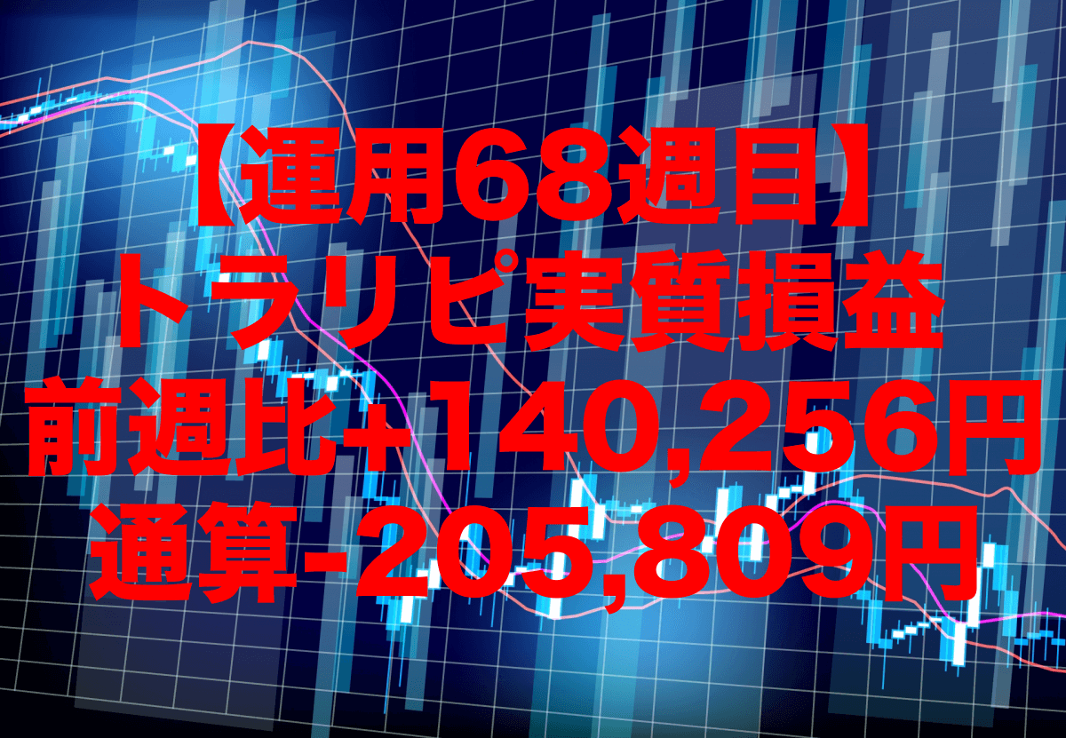 【運用68週目】トラリピの実質利益は前週比+140,256円、通算-205,809円