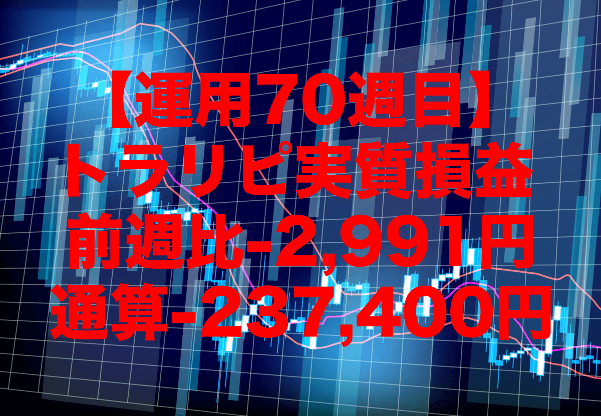 【運用70週目】トラリピの実質利益は前週比-2,991円、通算-237,400円