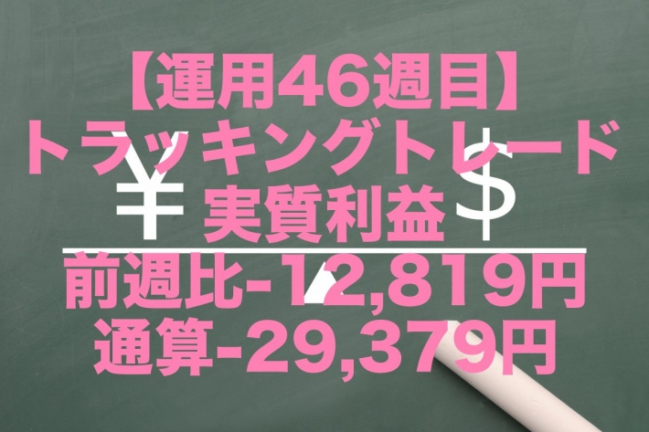【運用46週目】トラッキングトレードの実質利益は前週比-12,819円、通算-29,379円