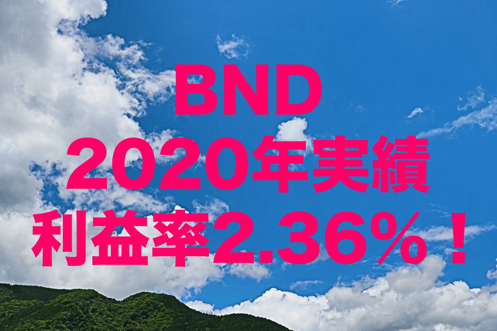 利益率2.36%！2020年のBND（バンガード・米国トータル債券市場 ETF）運用実績