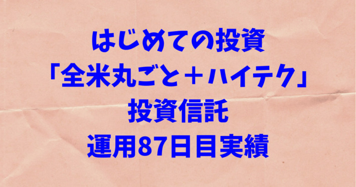 【はじめての投資】「全米丸ごと+ハイテク」投資信託の運用87日目