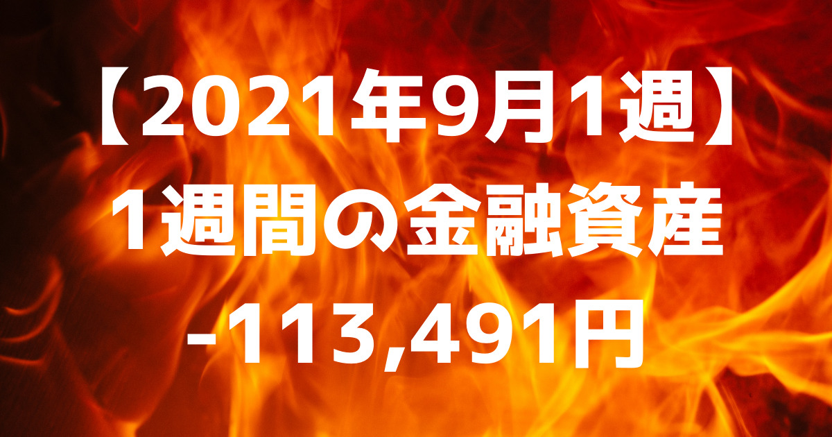 【2021年9月1週】週間の金融資産＋113,491円