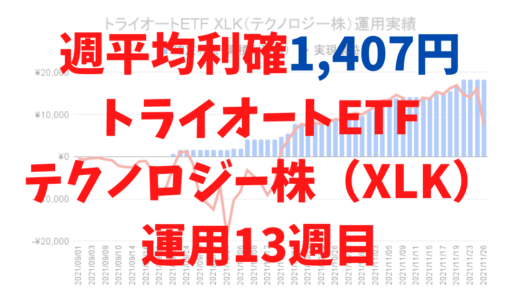 週平均1,407円の利確を生むトライオートETFのXLK(テクノロジー株)運用実績【運用13週目】