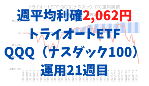 週平均2,062円の利確を生むトライオートETFの「ナスダック100_30」運用実績【運用21週目】