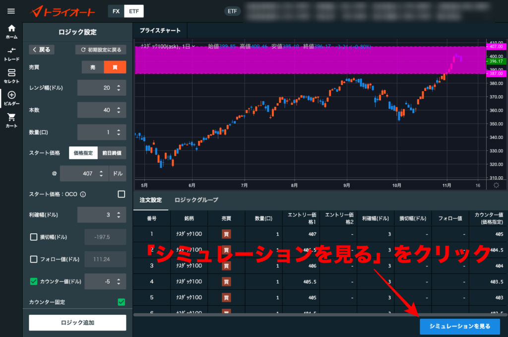 QQQ（ナスダック100）売買設定の確認から収益シミュレーションへ