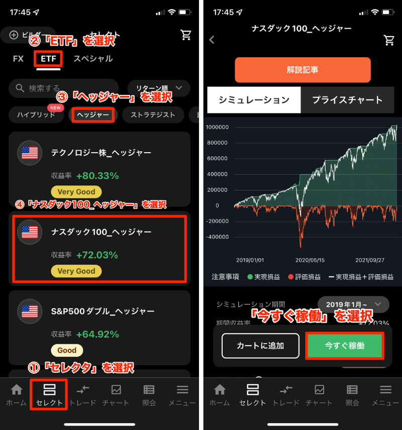 トライオートETF ナスダック100 ヘッジャー設定①