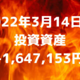 2022年3月14日週の投資による資産は-1,647,153円