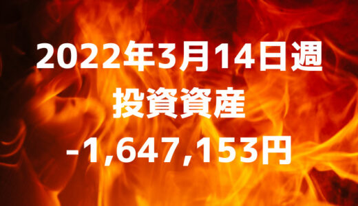 2022年3月14日週の投資による資産は-1,647,153円