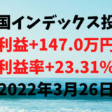 米国インデックス投資による利益+147.0万円（利益率+23.31%）【2022年3月26日】