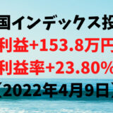 米国インデックス投資による利益+153.8万円（利益率+23.80%）【2022年4月9日】