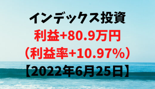 インデックス投資による利益+80.9万円（利益率+10.97%）【2022年6月25日】