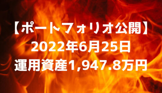 【ポートフォリオ公開】2022年6月25日時点の運用資産は1,947.8万円