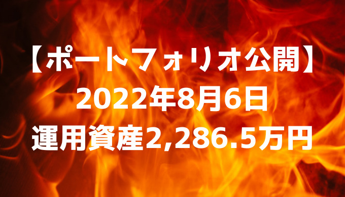 【ポートフォリオ公開】2022年8月6日時点の運用資産は2,286.5万円