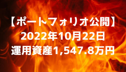 【ポートフォリオ公開】2022年10月22日時点の運用資産は1,547.8万円