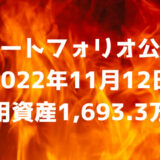 【資産ポートフォリオ】2022年11月12日時点の投資運用資産は1,693.3万円