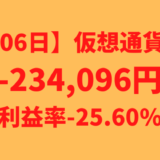 【運用1006日】仮想通貨による利益-234,096円（利益率-25.60%）