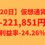 【運用1020日】仮想通貨による利益-221,851円（利益率-24.26%）
