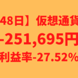 【運用1048日】仮想通貨による利益-251,695円（利益率-27.52%）