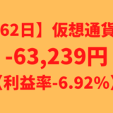 【運用1062日】仮想通貨による利益-63,239円（利益率-6.92%）