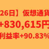 【運用1426日】仮想通貨による利益+830,615円（利益率+90.83%）